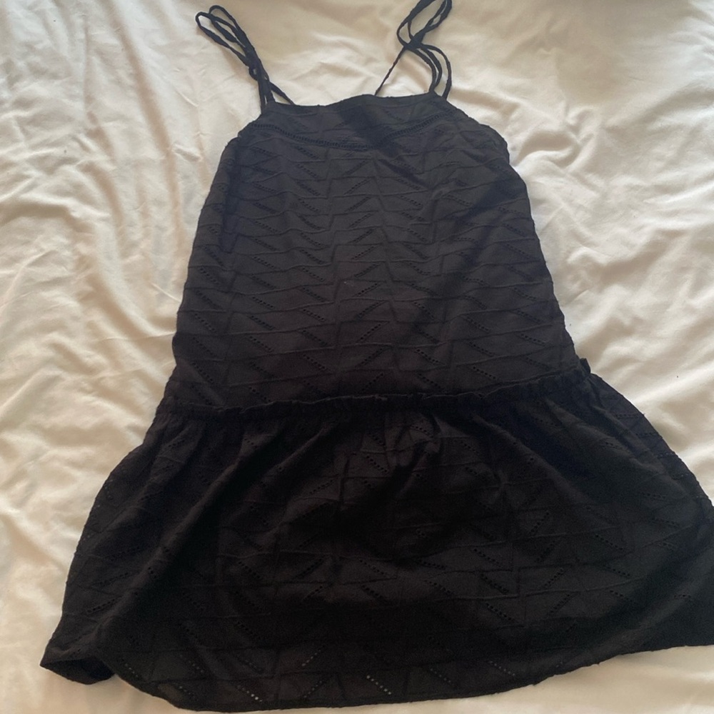 Black mink dress with criss cross open back